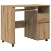 vidaXL Бюро на колела Дъб Инженерно дърво 91 x 50 x 77 см