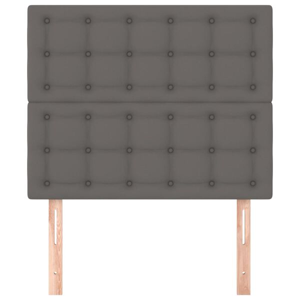vidaXL Табла за легло, сива, 80x5x118/128 см, изкуствена кожа