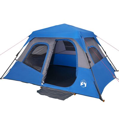 vidaXL Семейна палатка 6 души синя бързо освобождаване водоустойчива