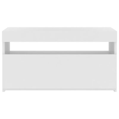 vidaXL ТВ шкаф с LED осветление, бял гланц, 75x35x40 см