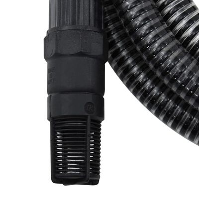 vidaXL Смукателен маркуч с PVC конектори черен 1" 10 м PVC