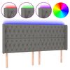vidaXL LED горна табла за легло, тъмносива, 203x16x118/128 см, плат