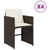 vidaXL Градински столове с възглавници, 4 бр, кафяви, полиратан