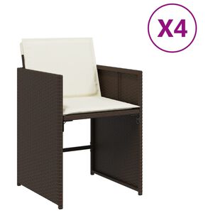 vidaXL Градински столове с възглавници, 4 бр, кафяви, полиратан