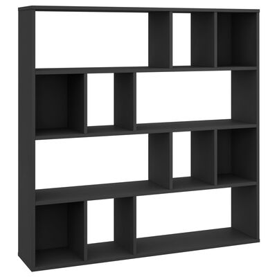 vidaXL Разделител за стая/библиотека, черен, 110x24x110 см, ПДЧ