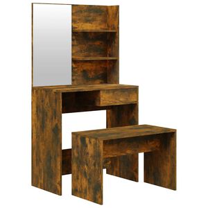 vidaXL Комплект тоалетка, Опушен дъб, 74,5x40x141 см