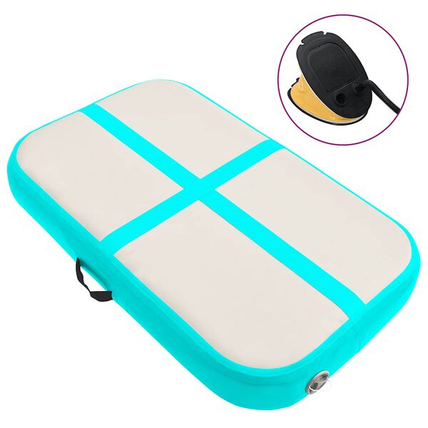 vidaXL Надуваем дюшек за гимнастика с помпа, 60x100x15 см, PVC, зелен