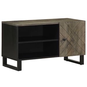 vidaXL ТВ шкаф, черен, 80x33x46 см, мангово дърво масив