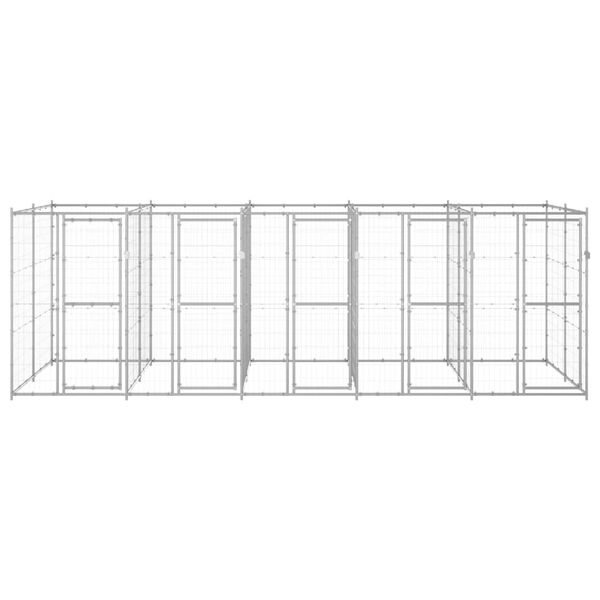 vidaXL Външна клетка за куче, поцинкована стомана, 12,1 м²