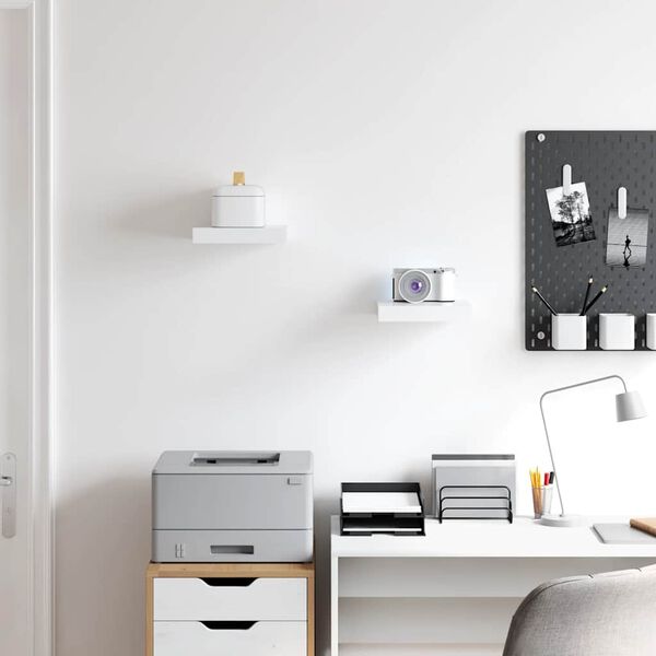 vidaXL Окачени стенни рафтове, 2 бр, бели, 23x23,5x3,8 см, МДФ