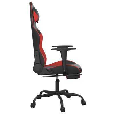 vidaXL Масажен гейминг стол с подложка черно и червено изкуствена кожа