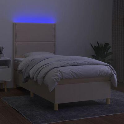 vidaXL Боксспринг легло с матрак и LED, кремаво, 80x200 см, плат