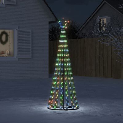 vidaXL Коледна елха светещ конус 275 LED цветна 180 см