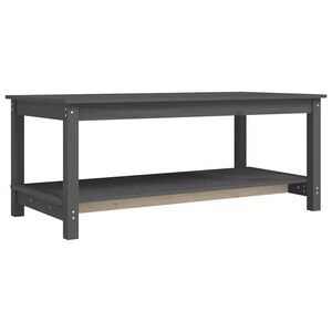 vidaXL Кафе маса, сива, 110x55x45 см, борово дърво масив