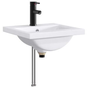 vidaXL Мивка за баня с кран и отвод Матово черно 42 x 40 x 16,5 см