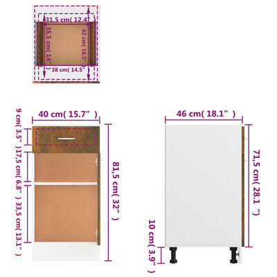 vidaXL Долен шкаф с чекмедже опушен дъб 40x46x81,5 см инженерно дърво