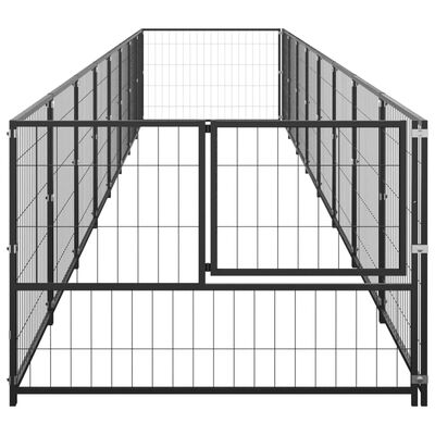 vidaXL Клетка за кучета, черна, 8 м², стомана