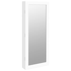 vidaXL Огледален шкаф за бижута с LED осветление, стенен монтаж, бял