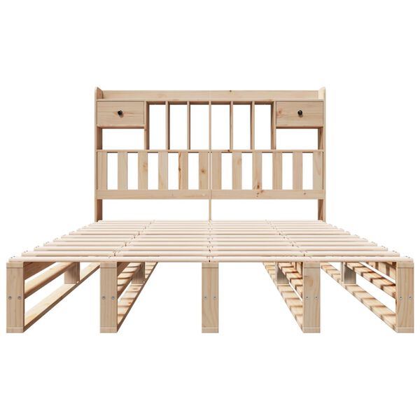 vidaXL Легло с етажерка за книги, без матрак, 150x200 см, бор масив