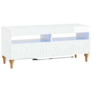 vidaXL LED телевизионен кабинет ALKMAAR 100 x 35 x 43 см Бял гланц