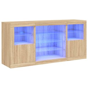 vidaXL Сайдборд с LED светлини, сонома дъб, 142,5x37x67 см