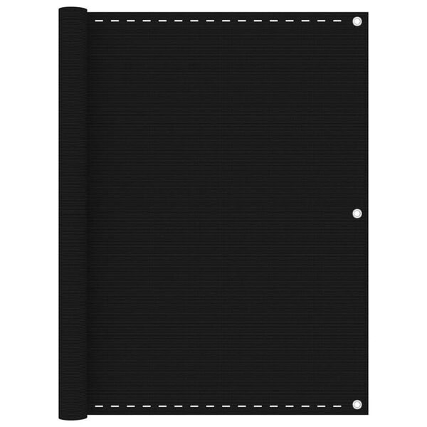 vidaXL Балконски параван, черен, 120x600 см, HDPE