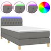 vidaXL Боксспринг легло с матрак и LED, тъмносиво, 100x200 см, плат