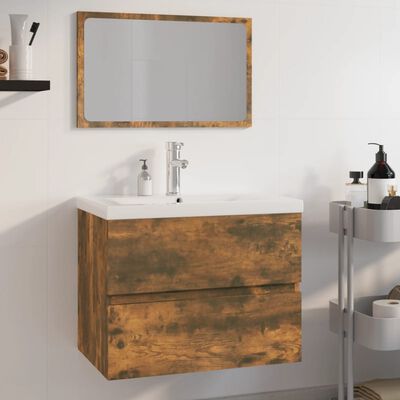 vidaXL Комплект мебели за баня, опушен дъб, инженерно дърво