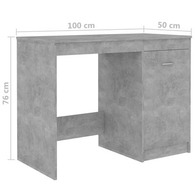 vidaXL Бюро, бетонно сиво, 100x50x76 см, ПДЧ