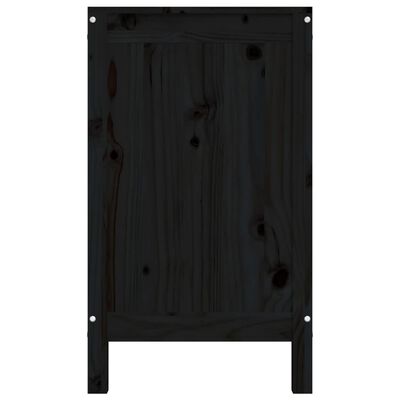 vidaXL Кутия за пране, черна, 88,5x44x76 см, борово дърво масив