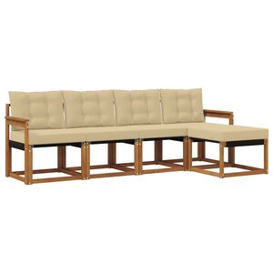 vidaXL Комплект дивани за открито 5 pcs Натурален и Бежов