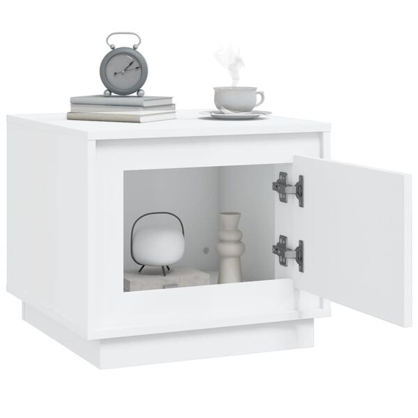 vidaXL Маса за кафе, бяла, 51x50x44 см, инженерно дърво