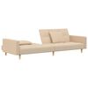 vidaXL 2-местно разтегателно канапе с две възглавници кремаво текстил