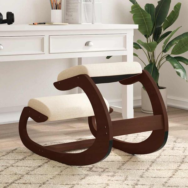 vidaXL Стол с опора за колене, кремав, 55x84x55 см, шперплат от бреза