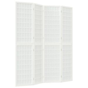 vidaXL Параван за стая, 4 панела, в японски стил, 160x170 cм, бял