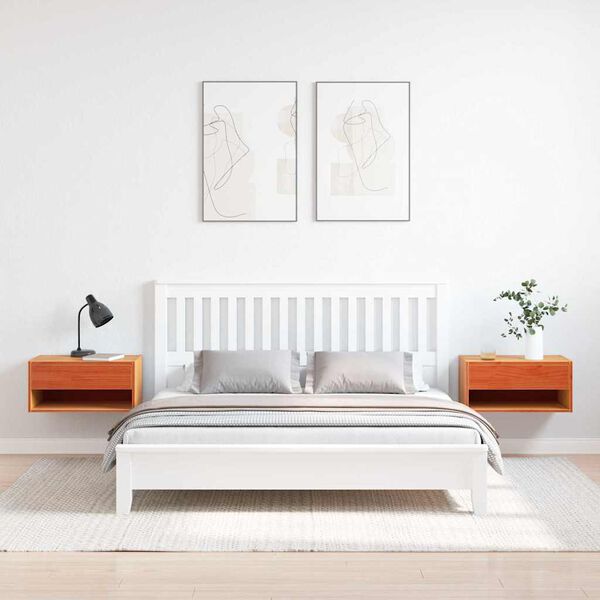 vidaXL Нощно шкафче 2 pcs Кафяво с восъчно покритие 50 x 32,5 x 24 см