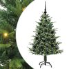 vidaXL Изкуствена светена коледна елха с комплект топки Зелено 120 cm