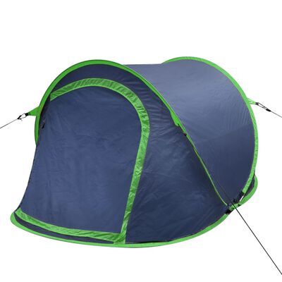vidaXL Pop-up къмпинг палатка, 2-местна, тъмносиня/зелена