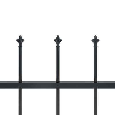 vidaXL Градинска ограда с пики, стомана, 13,6x0,6 м, черна