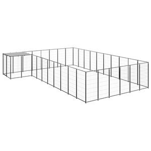 vidaXL Клетка за кучета, черна, 19,36 м&sup2;, стомана