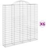 vidaXL Габионни кошници арка 6 бр 200x30x200/220 см поцинковано желязо