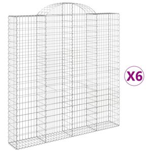 vidaXL Габионни кошници арка 6 бр 200x30x200/220 см поцинковано желязо