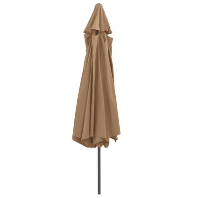 vidaXL Градински чадър с метален прът, 400 см, таупе