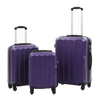 vidaXL Комплект твърди куфари с колелца, 3 бр, лилави, ABS