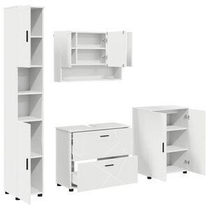 vidaXL Комплект мебели за баня 4 бр. Бяло 35 x 30 x 192 см