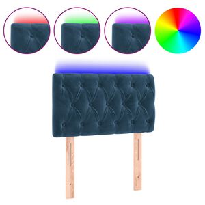 vidaXL LED Горна табла за легло, тъмносиня, 80x7x78/88 см, кадифе