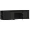 vidaXL Стенен ТВ шкаф с LED осветление, черен, 135x31x39,5 см