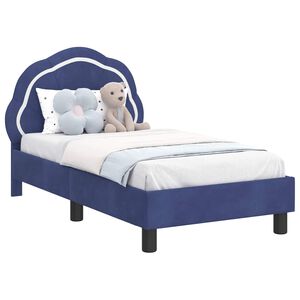vidaXL Легло за малко с главна дъска Полицейско синьо 70 x 140 cm