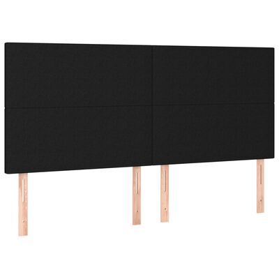 vidaXL Рамка за легло с табла, черна, 160x200 см, плат