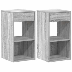 vidaXL Нощни шкафчета с чекмеджета, 2 бр, сив сонома, 35x34x66,5 см